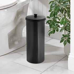 iDesign Kent three-roll capacity demonstrates keeping extra tissue neatly on hand.