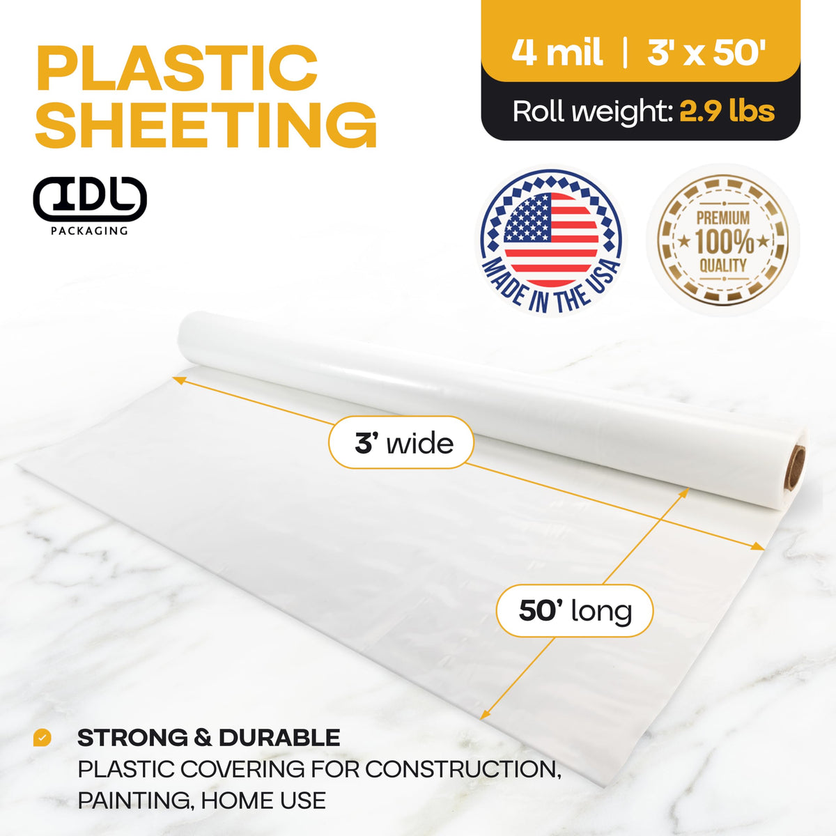 IDL Packaging 3ft wide by 50ft long roll ideal for large coverage on projects.