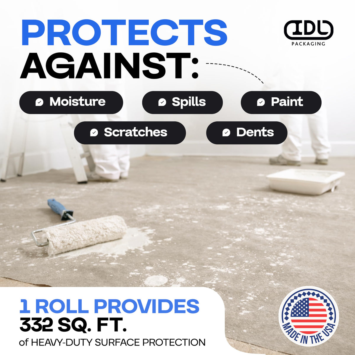 IDL Packaging 66lb thick rosin paper withstands heavy foot traffic on job sites