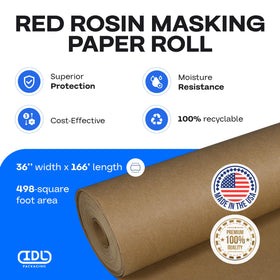 IDL Packaging Brown Rosin Paper Roll, 166-foot length, extended masking coverage