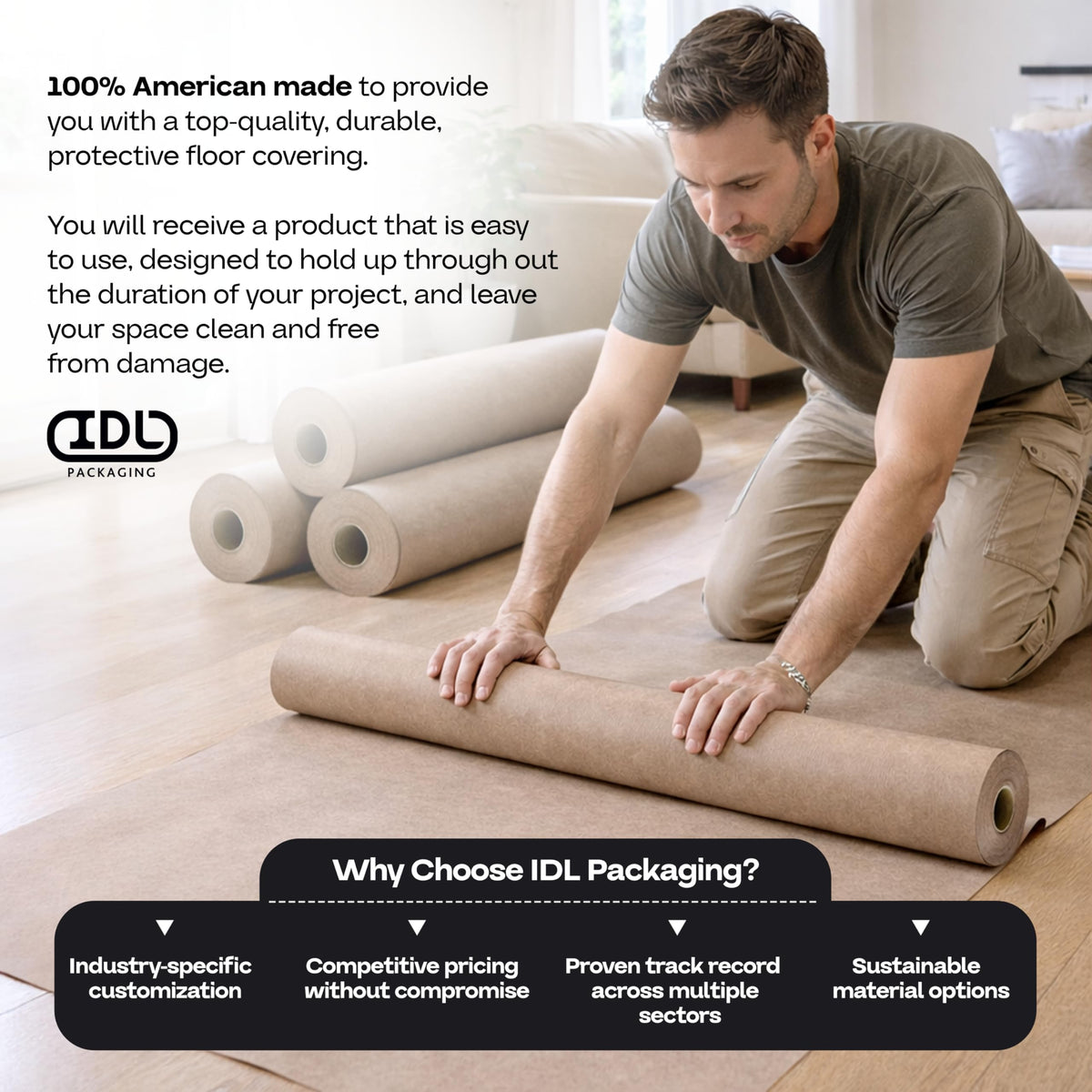IDL Packaging heavy-duty floor covering for painting and construction sites