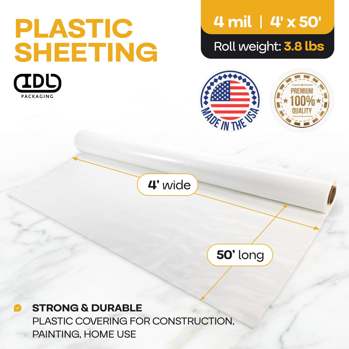 IDL Packaging heavy-duty tear-resistant sheeting protects floors and furniture