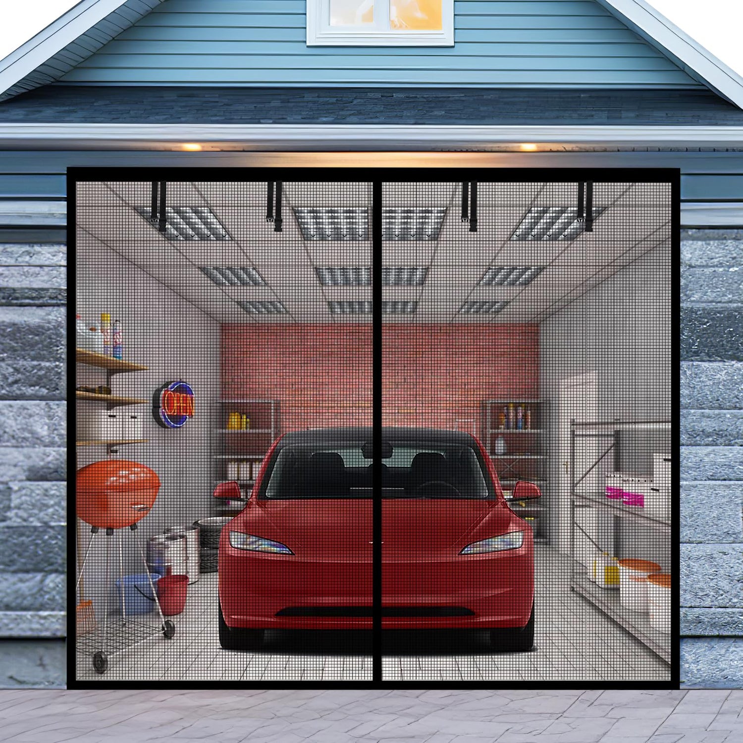 Iduontis garage door screen 12x8ft enables quick fit for improved airflow