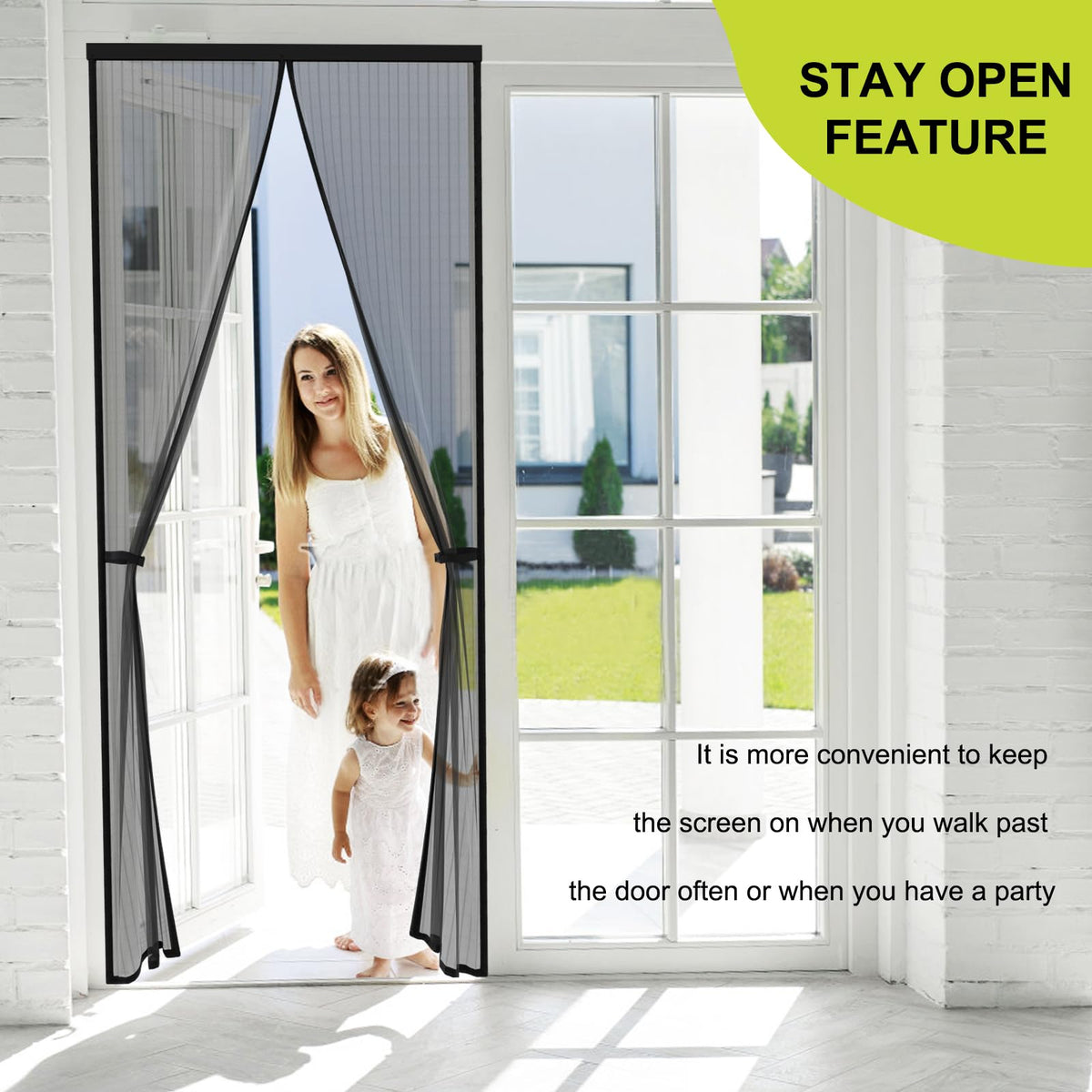 Split-panel design supports easy opening and closing for families.