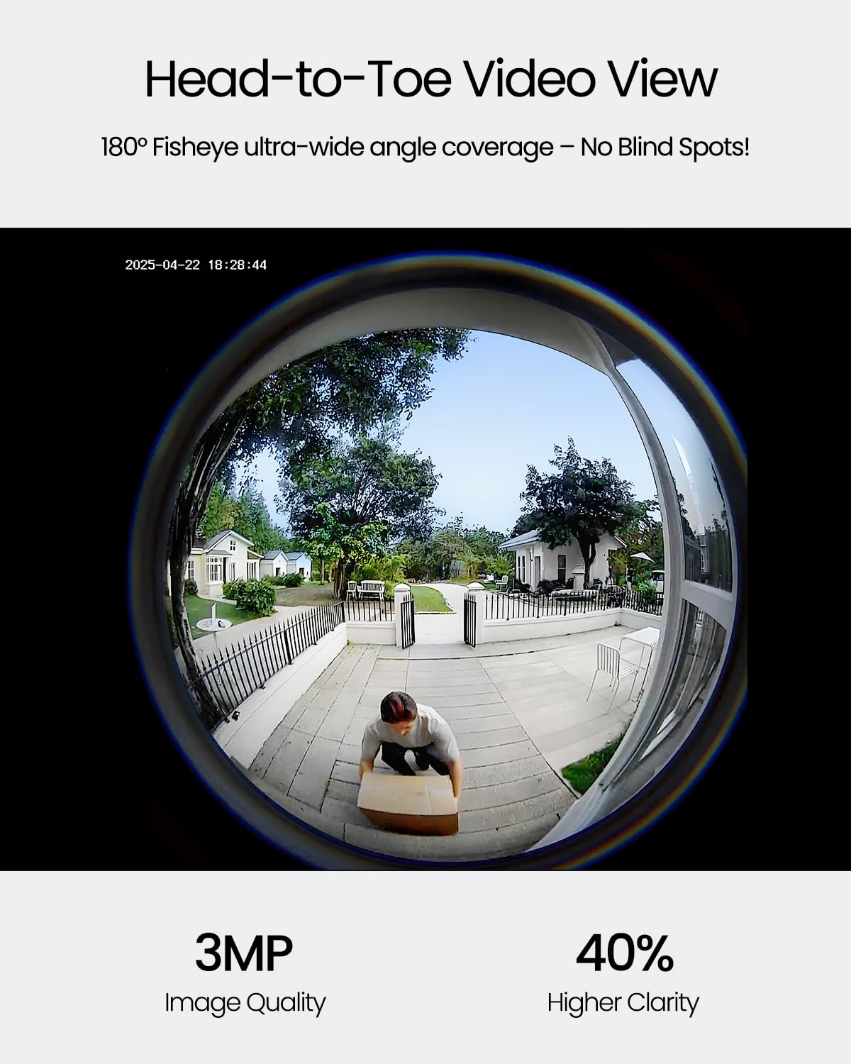 ieGeek Doorbell 180-degree head-to-toe view captures stairs and doorway