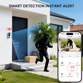 ieGeek doorbell camera close-up showing 2K image quality for faces and packages.