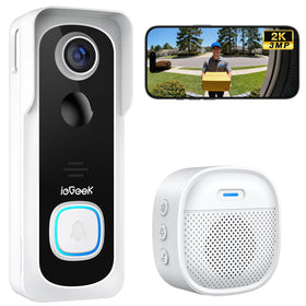 ieGeek doorbell camera front view with 2K clarity for doorstep monitoring.