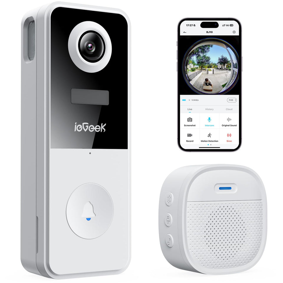 ieGeek Video Doorbell with 2K 3MP ultra view for broad entry area clarity