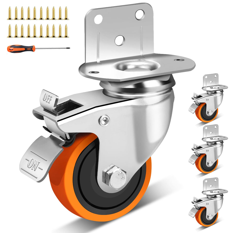 IEWOAIYGNEH 3-inch side-mount caster set demonstrating load capacity for heavy carts and furniture.