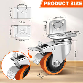 IEWOAIYGNEH four-pack side-mount casters with brakes for secure placement.