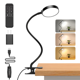 iFalarila clip-on reading light securely attaches to a table for easy bedside use.