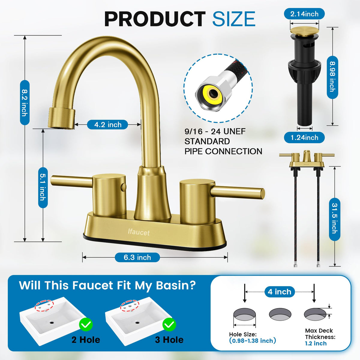 Ifaucet brushed-gold finish adds luxurious focal point to any bathroom.