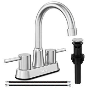 Ifaucet brushed nickel bathroom faucet with 3-hole centerset design for a clean look