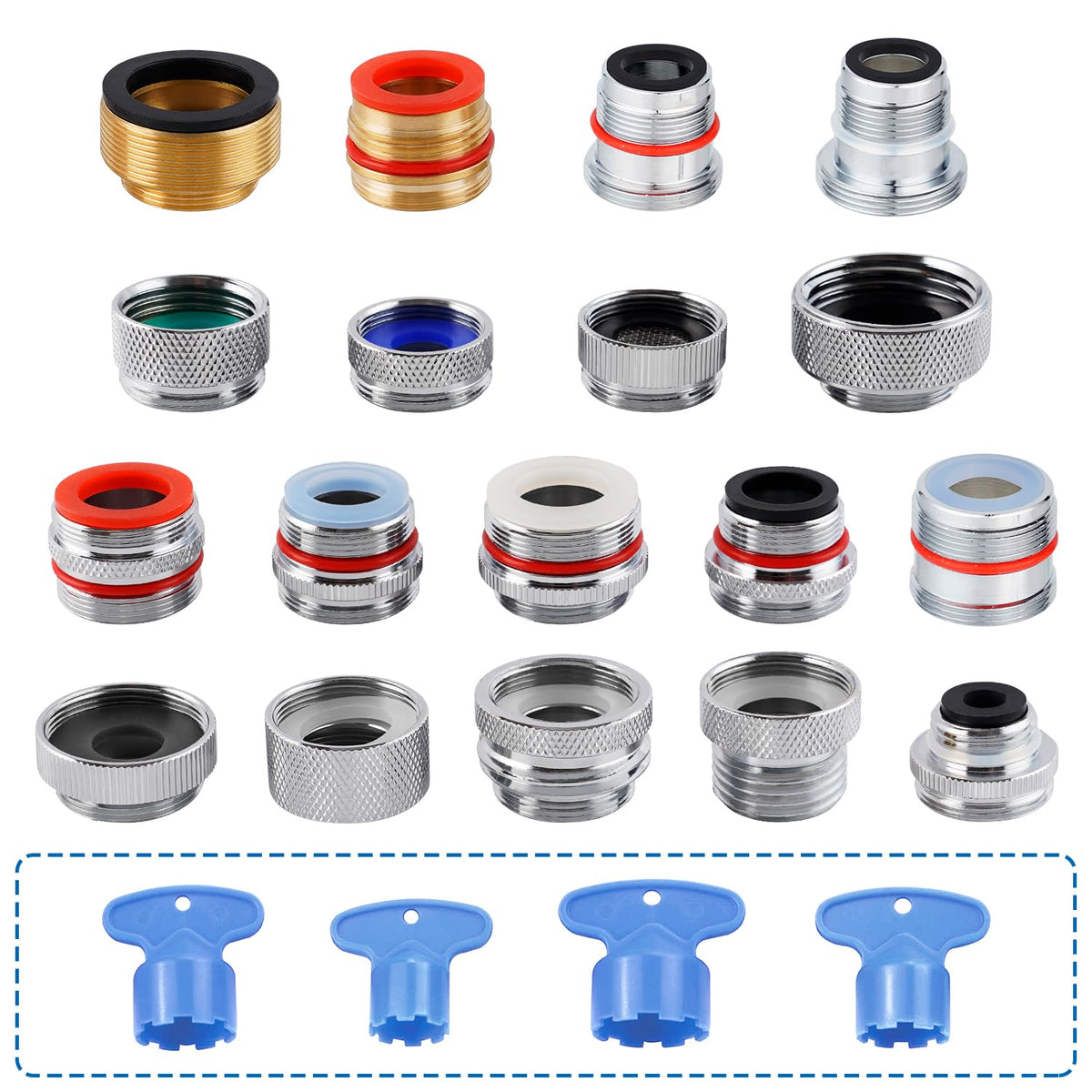 iFealClear brass faucet adapter kit packaging and contents for easy selection