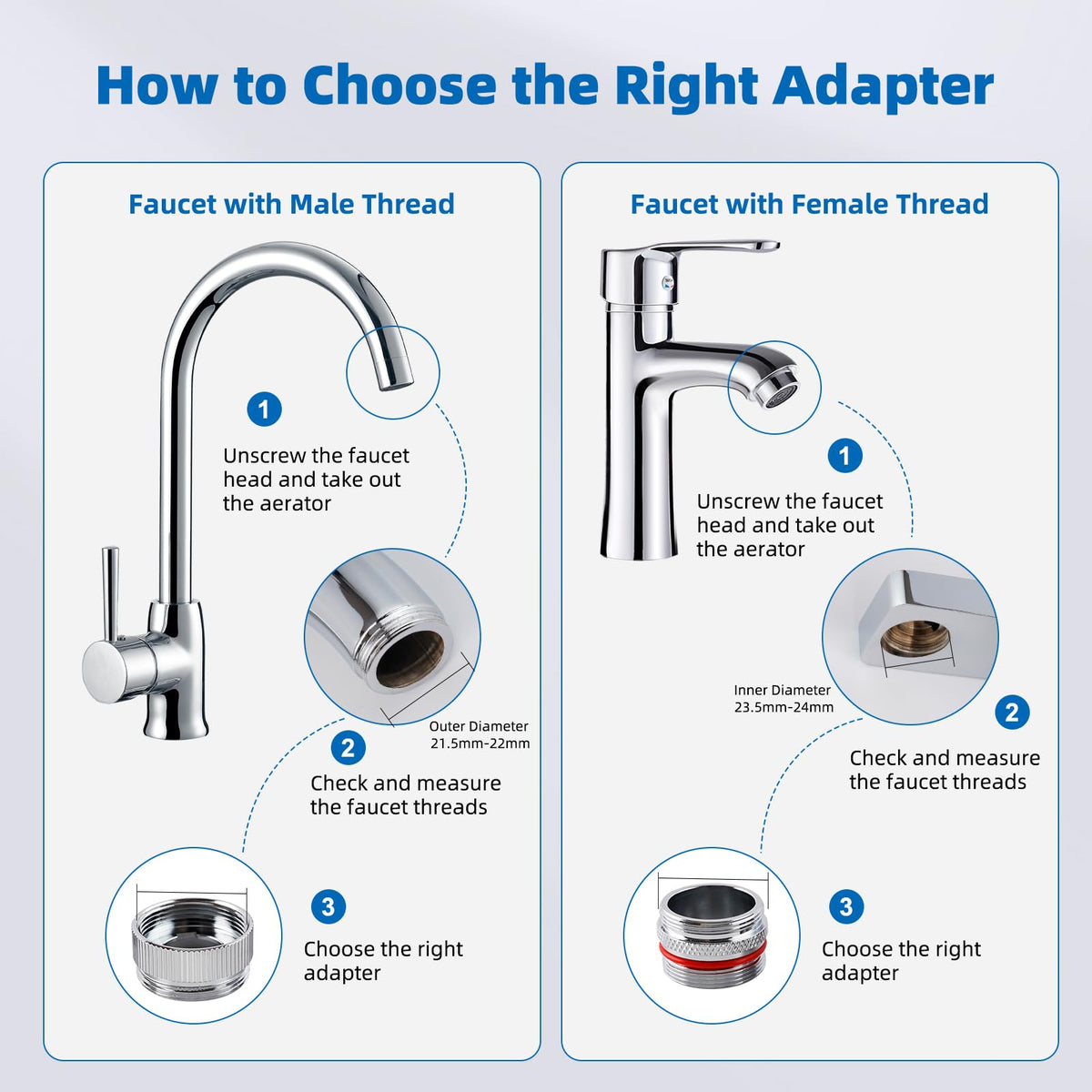 iFealClear brass connectors compatible with removable aerators on various faucets