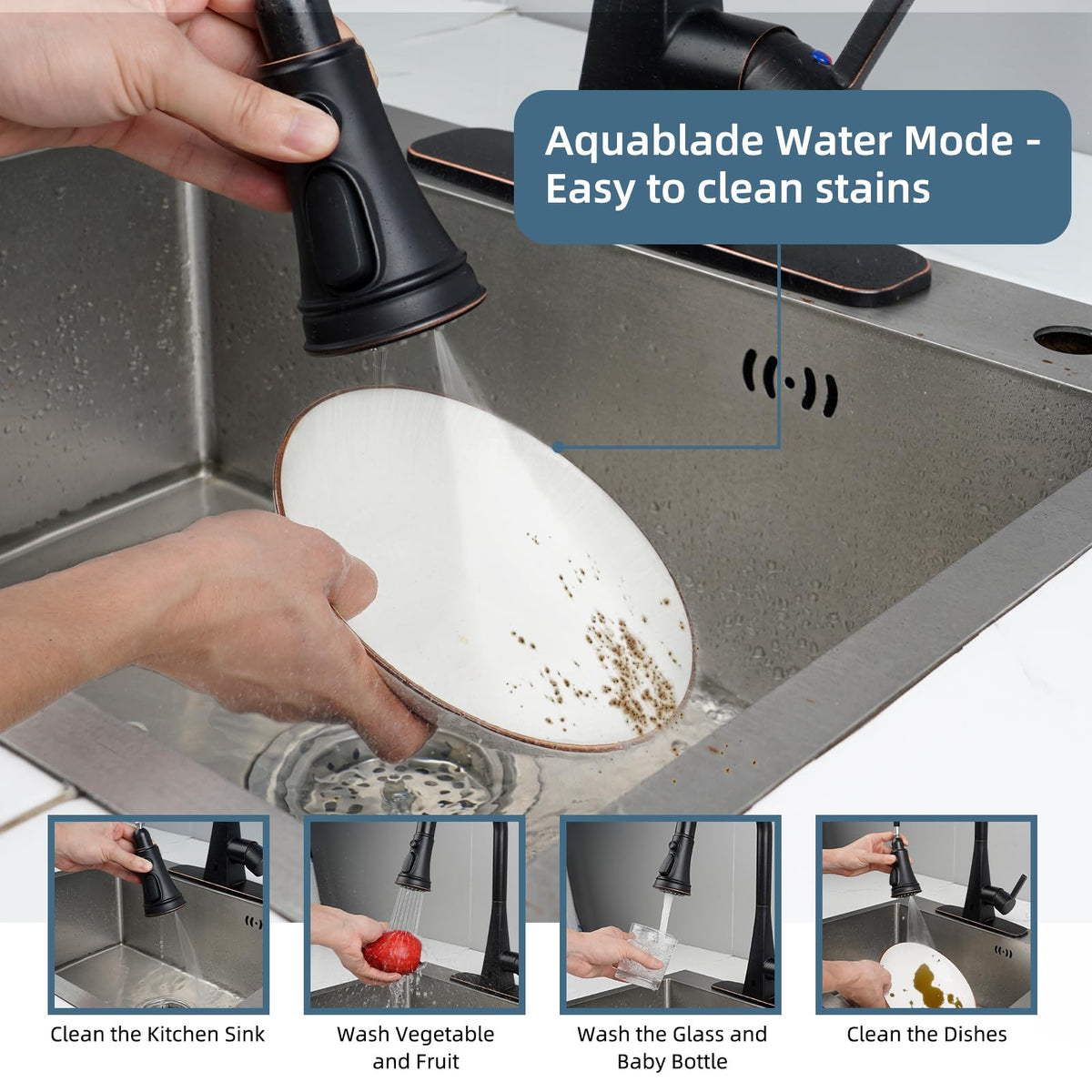 iFealClear stream and spray modes balance gentle rinsing and strong cleaning