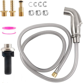 ifealClear universal sprayer with Moen connector for quick faucet attachment.