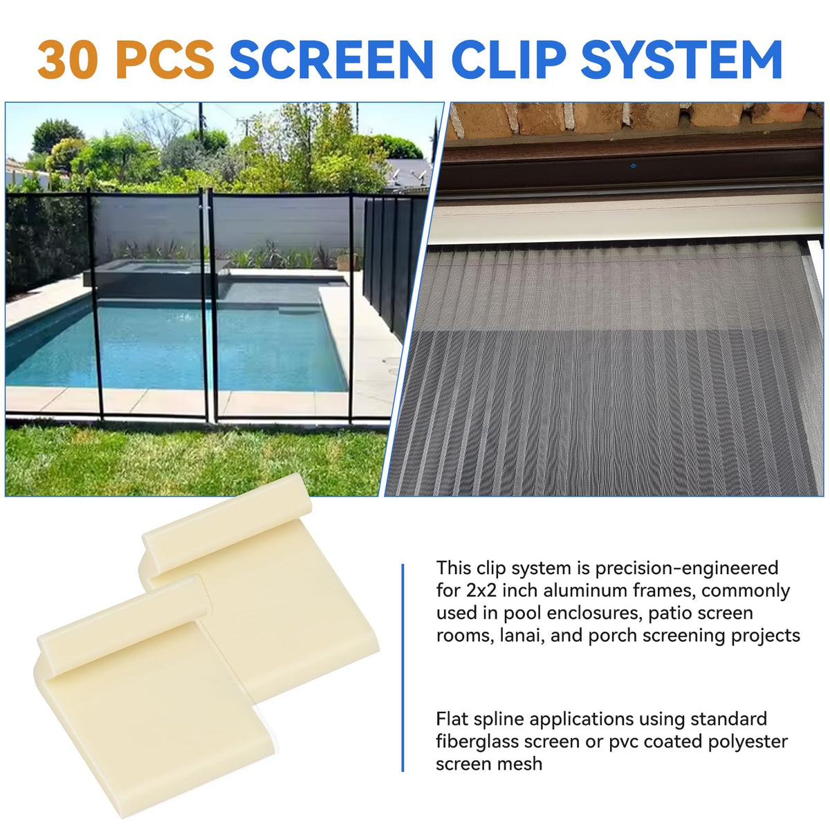IFERLA flat-spline clip grips screens for secure installations.