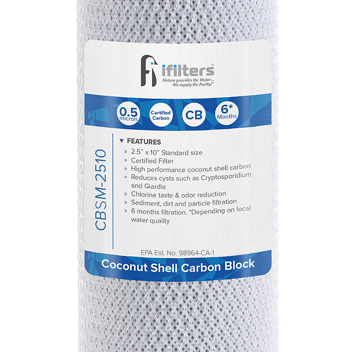 iFilters 2.5 x 10 inch filter fits standard housings for easy replacement