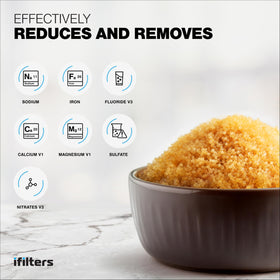 iFilters resin media softens water, improving lather and reducing mineral buildup
