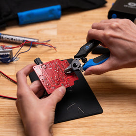 Locking latch on iFixit Mandible flush cutters for easy storage and secure blades