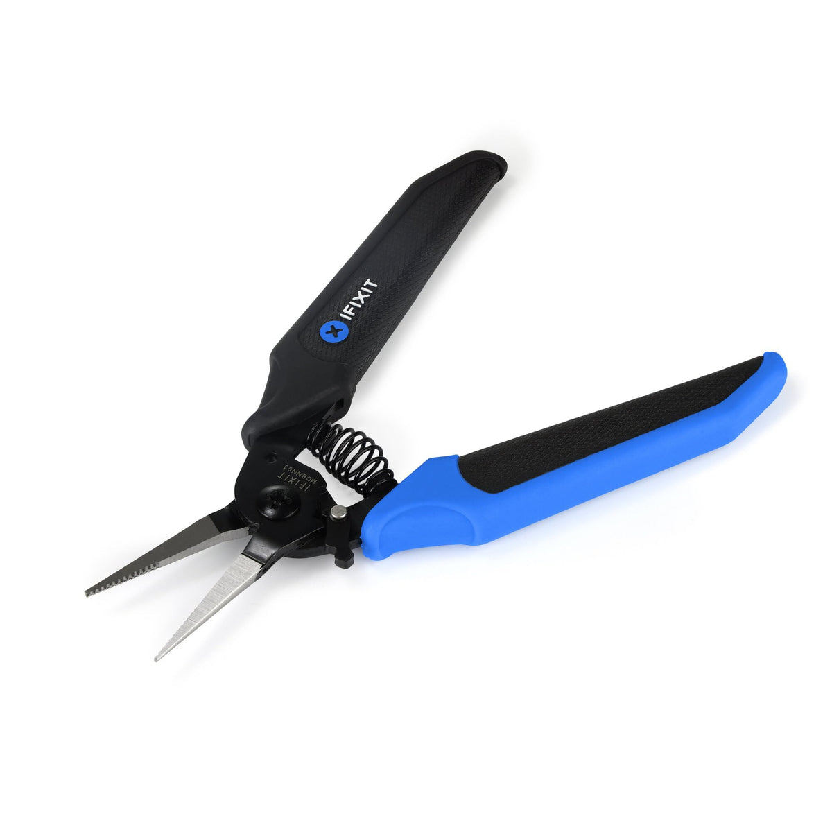 iFixit Mandible Needle Nose Pliers with long tapered jaws for precise component placement in tight spaces.