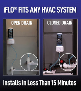 iFLO drain-line clear image shows clean lines and unobstructed flow.