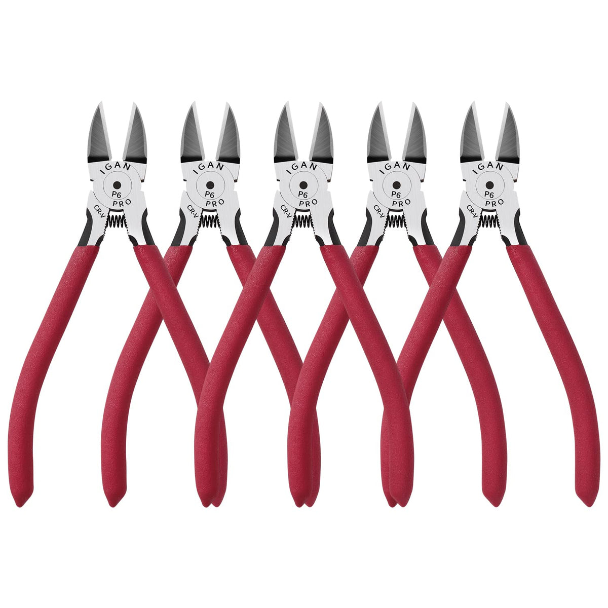 IGAN P6 wire flush cutters pack offering five versatile 6-inch tools