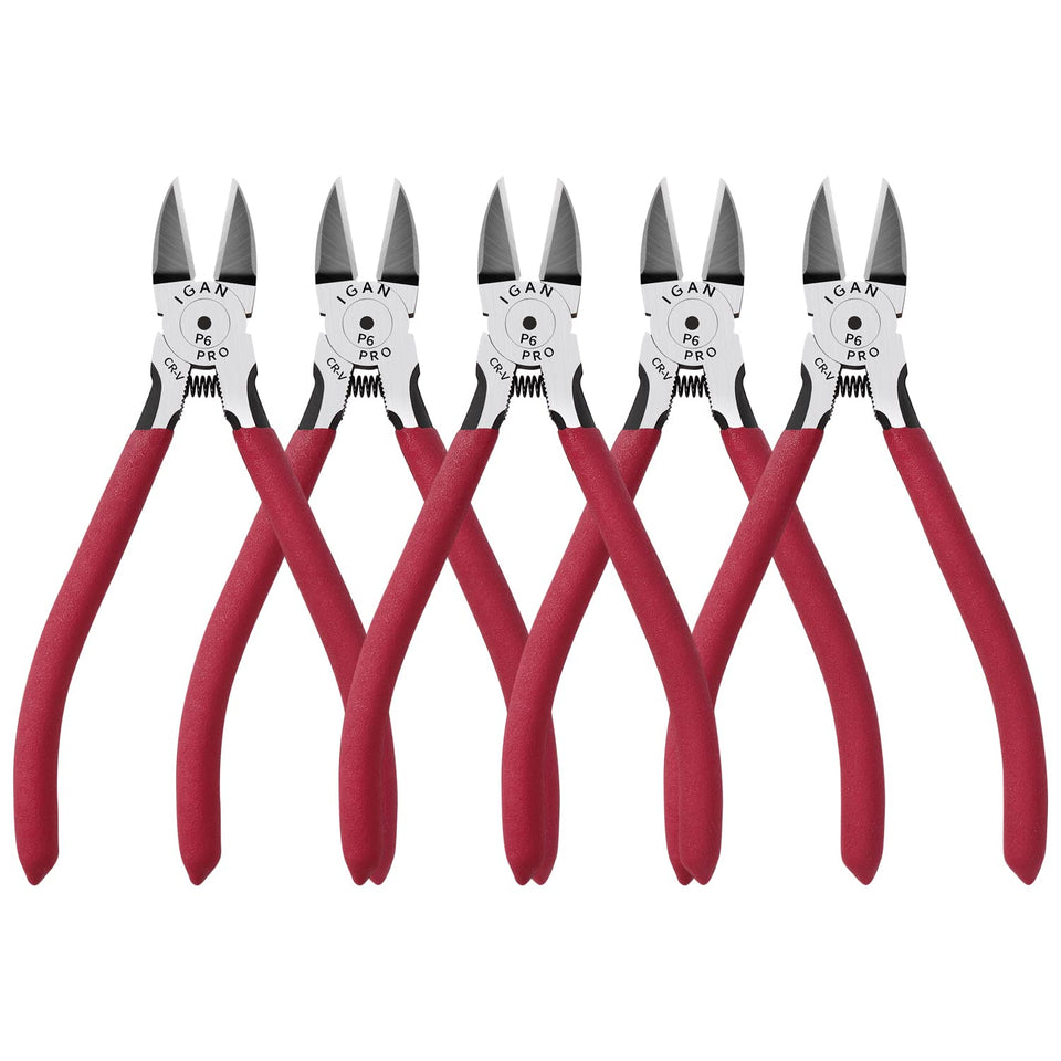 IGAN P6 wire flush cutters pack offering five versatile 6-inch tools
