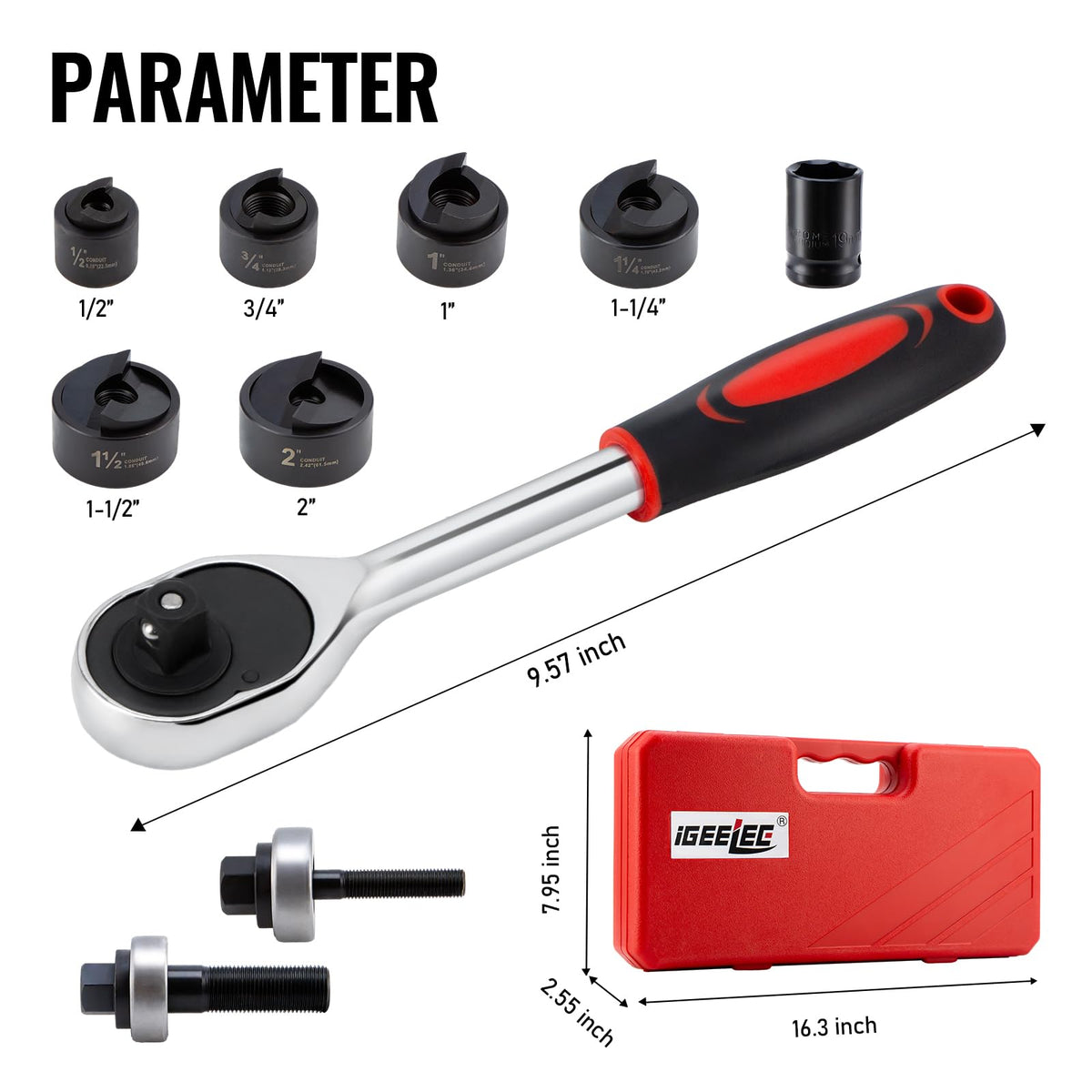 igeelee six punch sizes cover 22-5 to 61-5 mm punching range