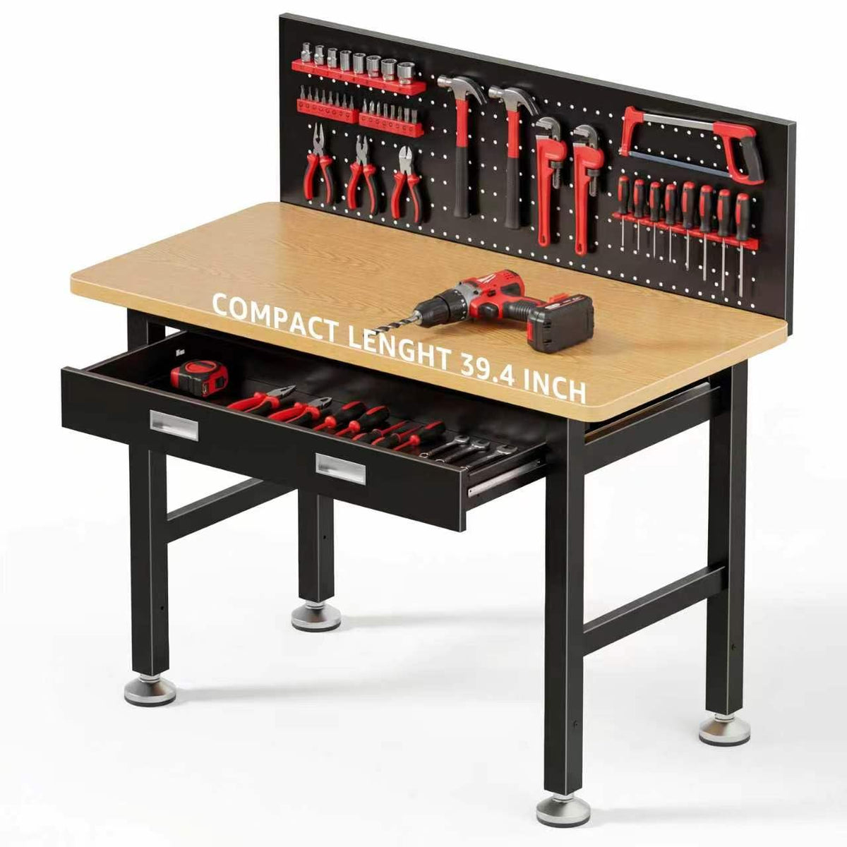 IGERI 39-4-in workbench top view shows sturdy, scratch-resistant surface for heavy tasks.