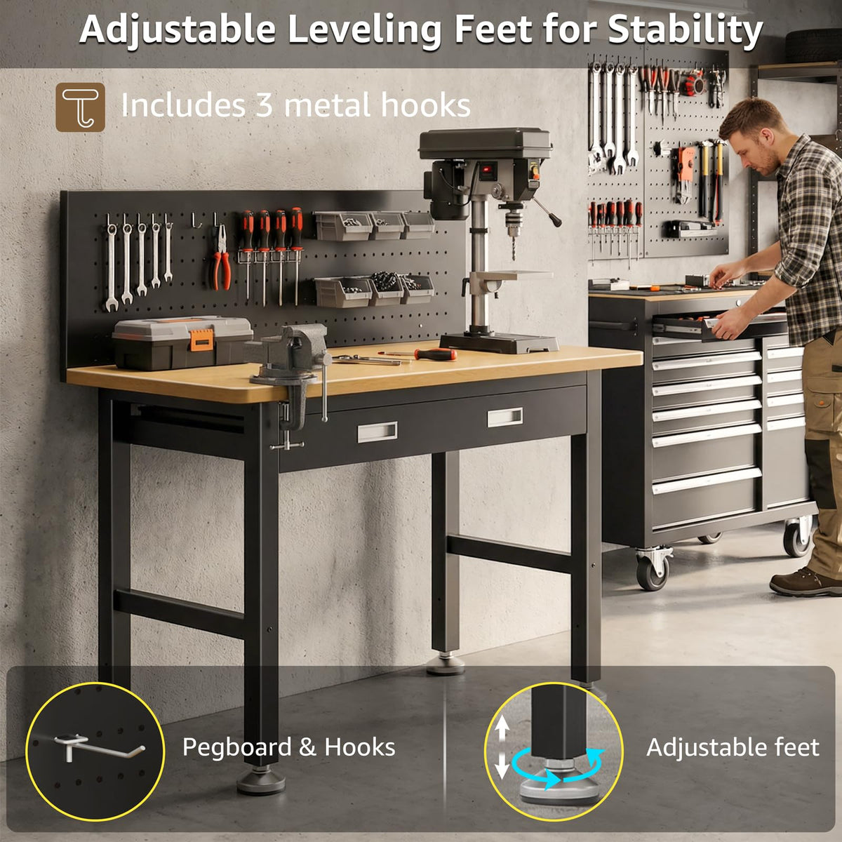 IGERI work area shows room for woodworking, repairs, or 3D printing.