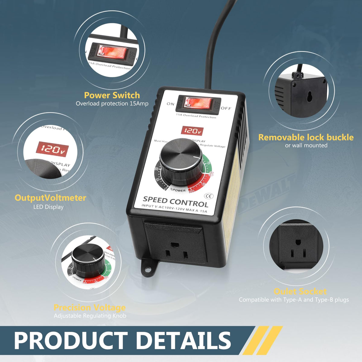 IGEYAPA speed controller knob for precise low, medium, and high speed adjustments