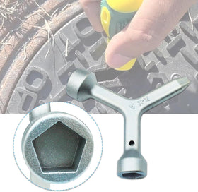 IGIUA pentagonal wrench for meter boxes and curb box bolts.