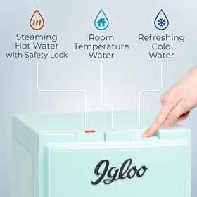 Igloo Retro Bottom Load Dispenser cold spout delivering ice-cold water quickly.