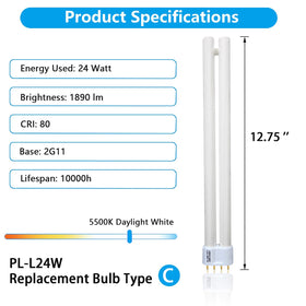 Ignixlite 24W PL24-C side view, easy 2G11 base installation.