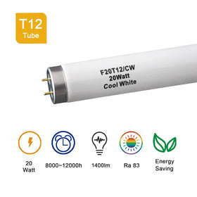 Ignixlite F20T12 CW 24-inch bulb with 83 CRI for color accuracy.