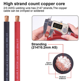 iGreely 2-0 AWG welding cable black power lead