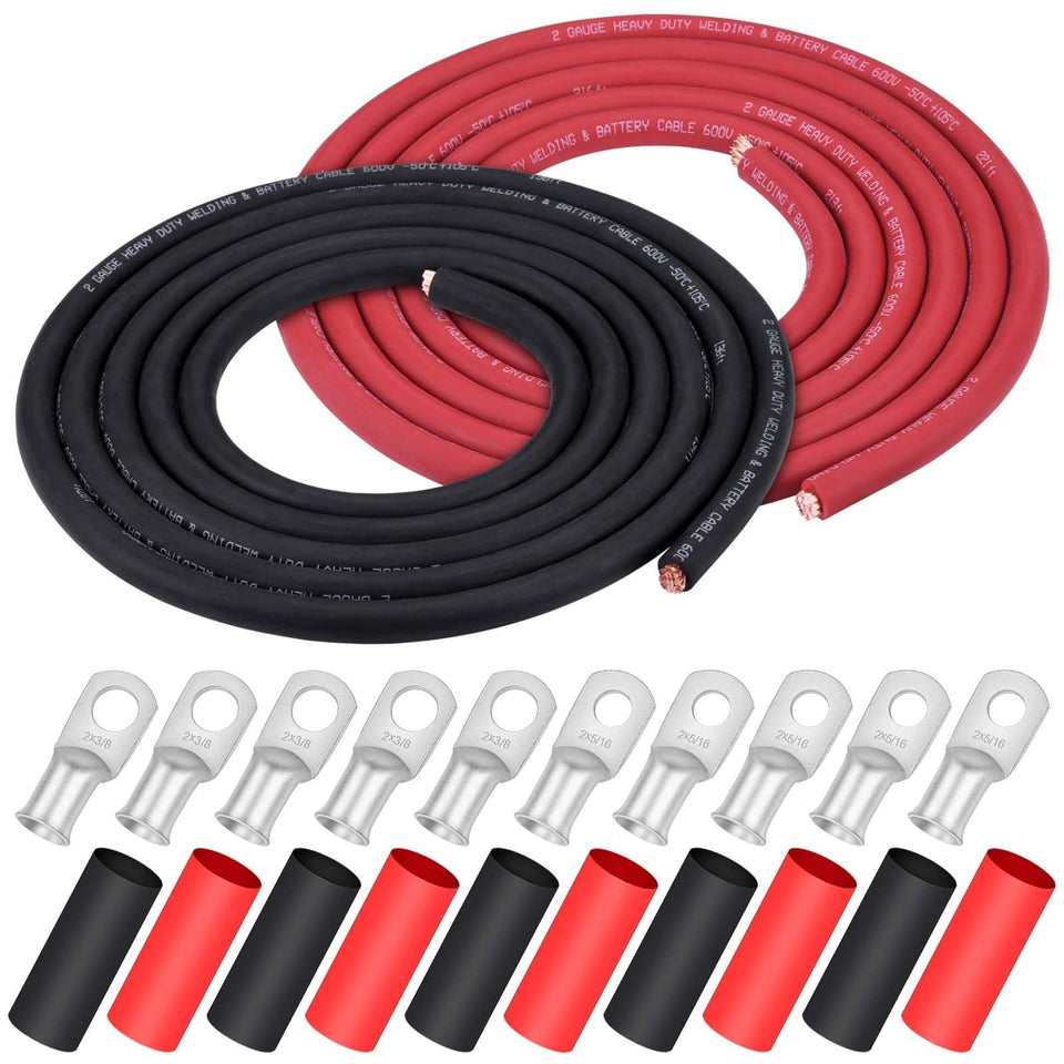 iGreely 2 AWG red welding cable 10 ft for high current connections