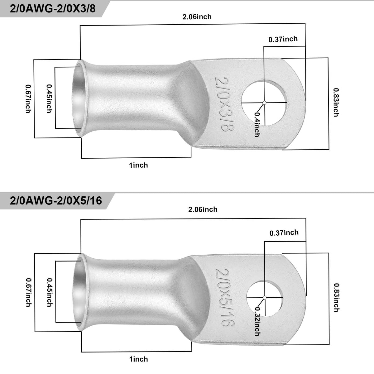 iGreely five 3/8 inch copper lugs for strong joints