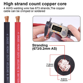 iGreely 4 AWG black welding cable, 10 ft, durable outdoor use.