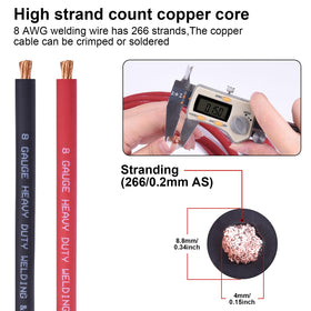 iGreely 8 AWG black welding cable, 10 ft, durable outdoor power lead.