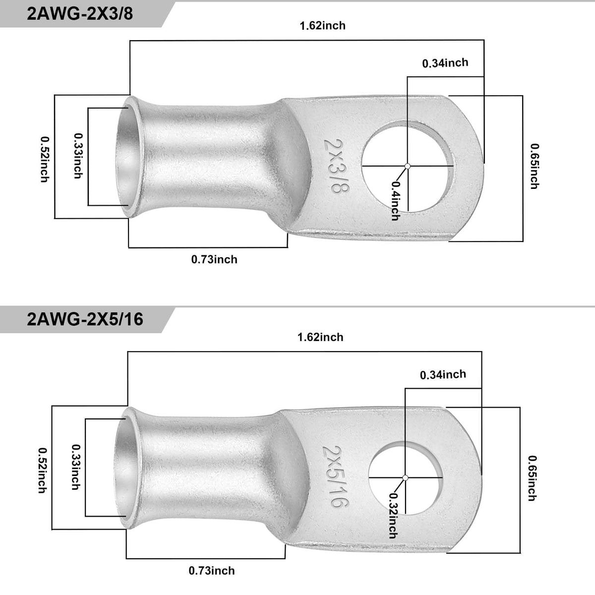 iGreely copper lug 3-8 inch five pack for rugged connections