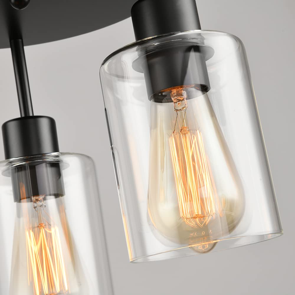 IHENGYANLT 3-Light clear glass shades close-up showing premium craftsmanship.