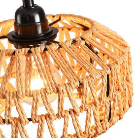 IHENGYANLT handmade rattan lamp with braided rope adds rustic charm.