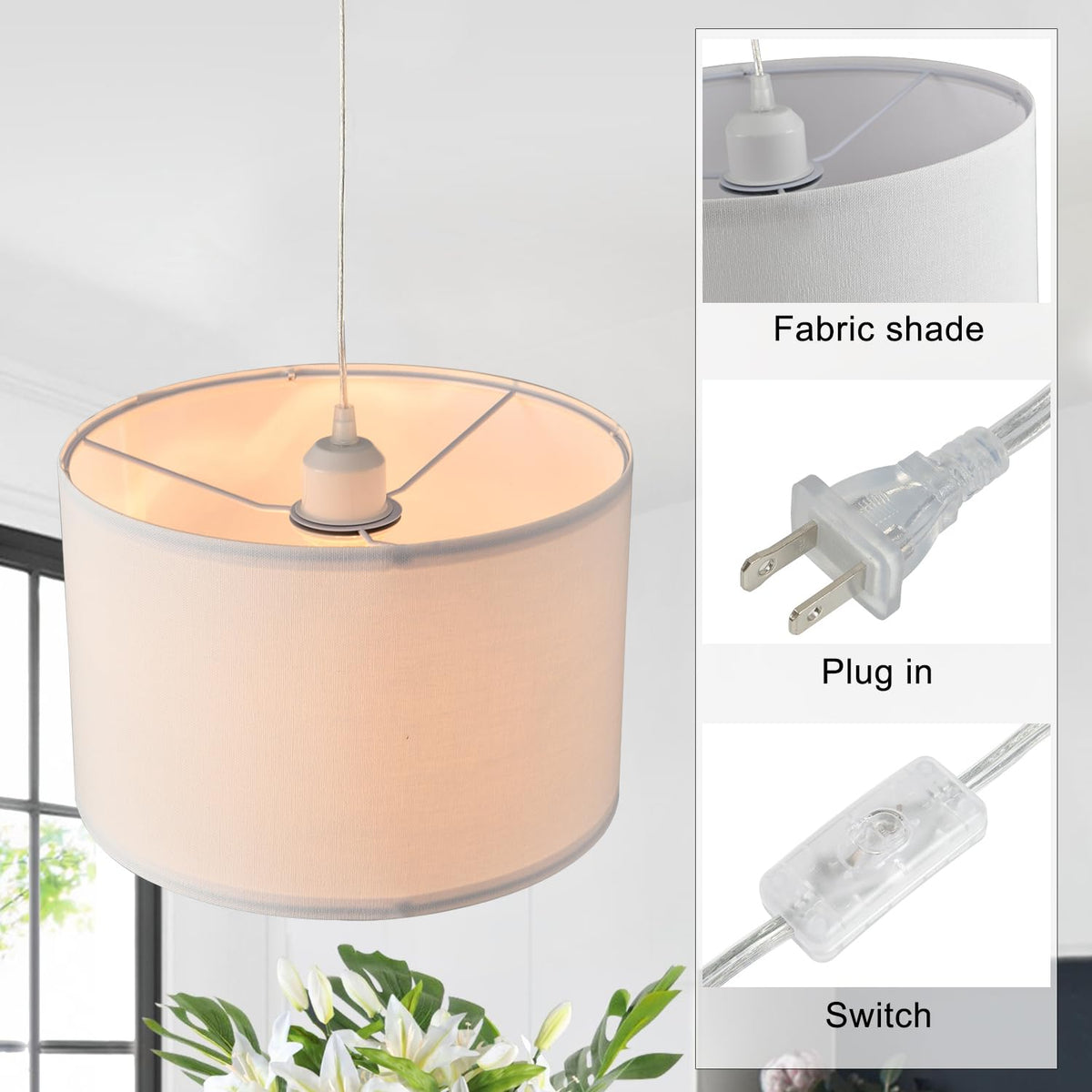 IHENGYANLT white fabric lampshade adds soft, balanced ambience