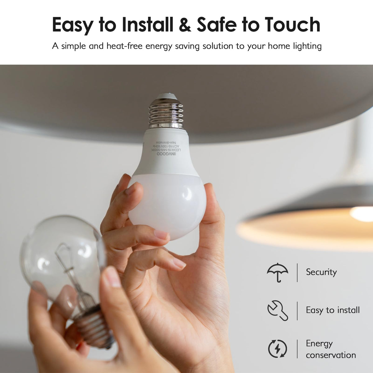 IINVGOOD flicker-free bulb provides eye-friendly lighting for family spaces.