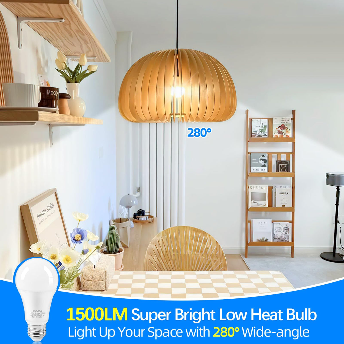 IINVGOOD long-life bulb lasts over 25,000 hours, reducing replacements.