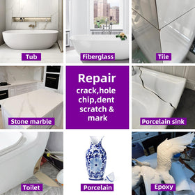 IJSTGU Tub Repair Kit White applying paste to chip or crack on bathtubs.