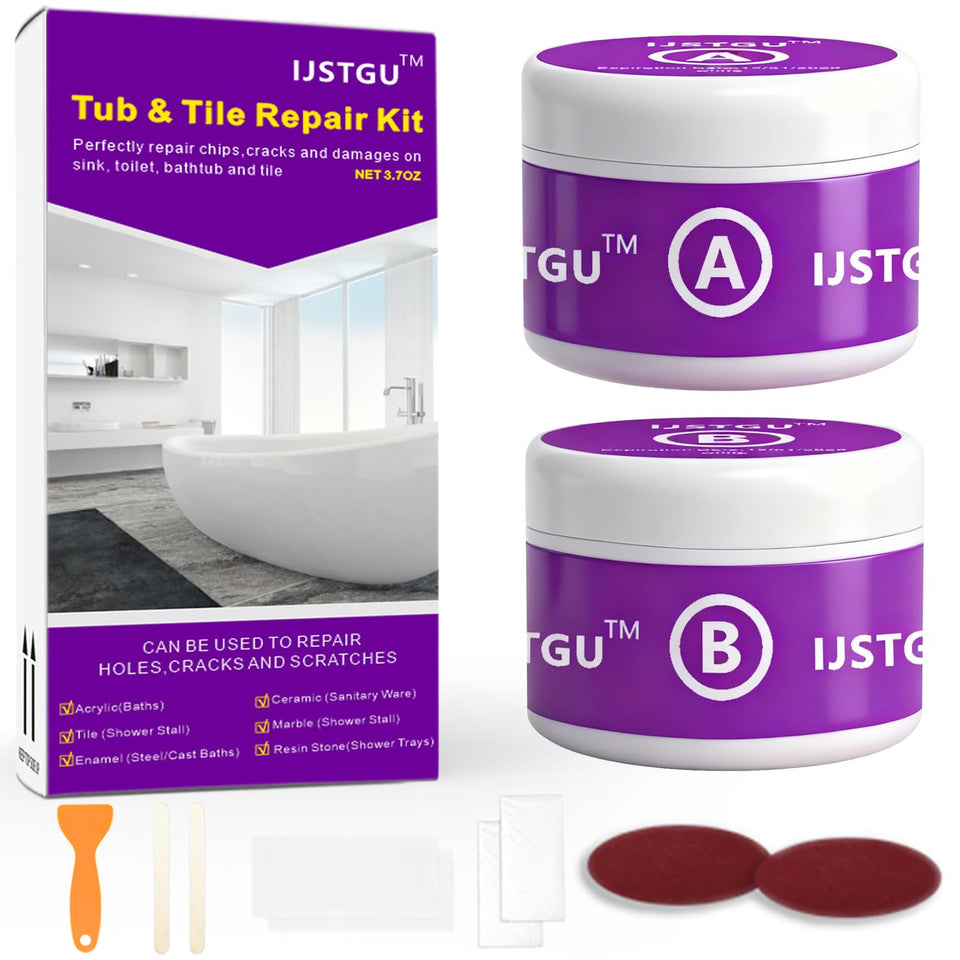 IJSTGU Tub Repair Kit White close-up shows durable repair materials for porcelain surfaces.